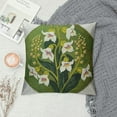 thumbnail image 2 of GOSMITH Flower Decorative Throw Pillow Covers Square 3D Jacquard Pillowcase for Sofa Living Room Bedroom Farmhouse Decor Lily of The Valley, 2 of 5
