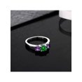 thumbnail image 4 of Gem Stone King 1.34 Cttw Green Simulated Emerald and Purple Amethyst 3-Stone Ring for Women Set in 925 Sterling Silver | Gemstone Birthstone | Available in Size 5,6,7,8,9, 4 of 5