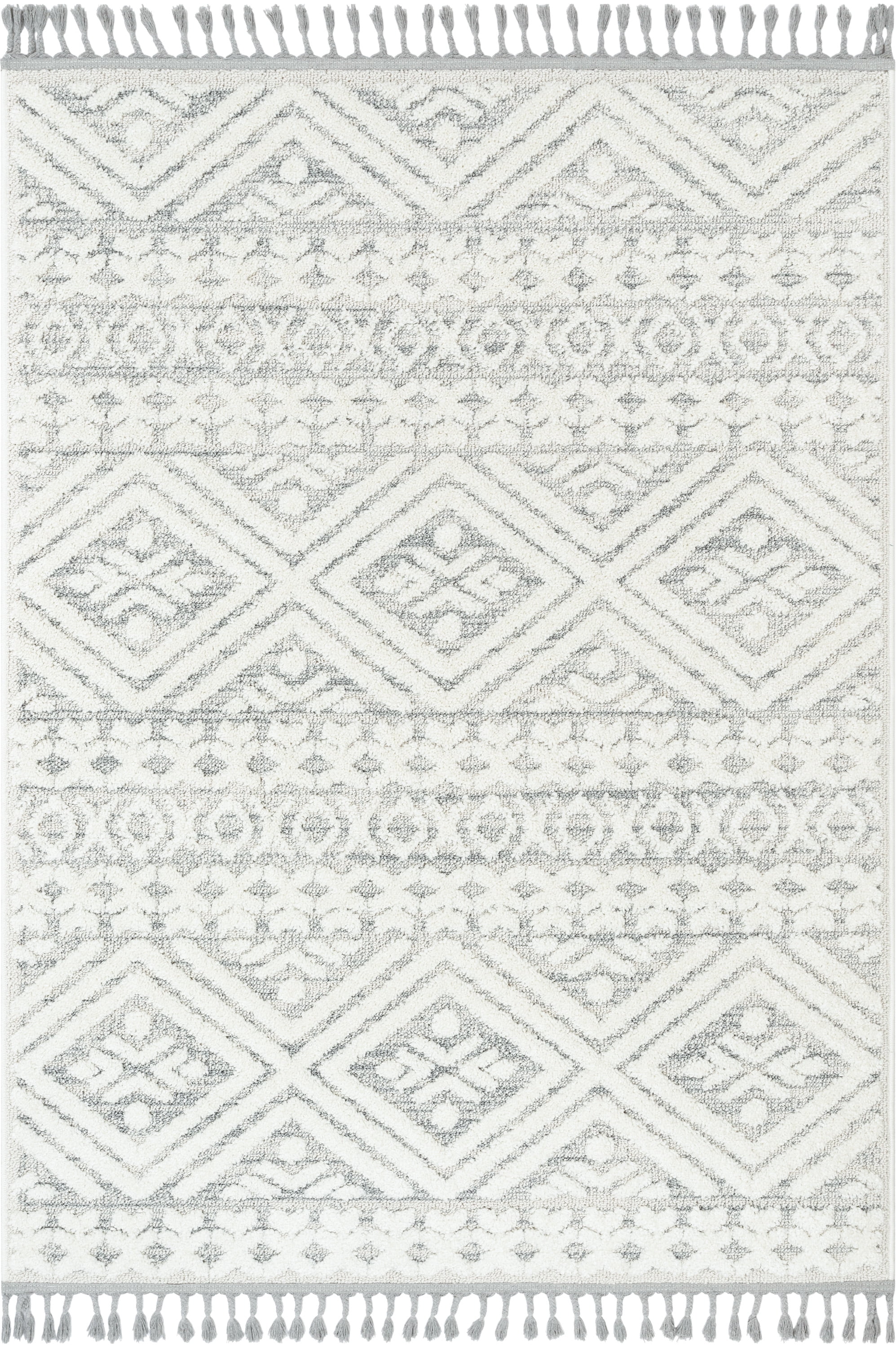 Well Woven Salem Eliana Tribal Geometric Chevron pattern Cream High-Low Textured 7'10" x 9'10" Area Rug