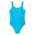 thumbnail image 4 of EliteGoogv Girls One Piece Swimsuit with Wide Shoulder Straps Ruched Sides Full Coverage Bathing Suit Swimwear for Beach Pool,Sky Blue,10, 4 of 4