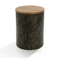 thumbnail image 6 of LuxenHome 20.3" Round Side Table, Iron End Table with Wood Top, Black and Gold Hammered, Small Side Table for Living Room, Bedroom, Couch, 6 of 6