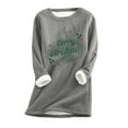 thumbnail image 1 of Prix Réduit! Aqestyerly Hauts de Noël pour Femmes Liquidation Mode Féminine Impression de Noël Manches Régulières Hiver Ample Vacances Décontracté Col Rond Chemise Hauts, 1 of 2