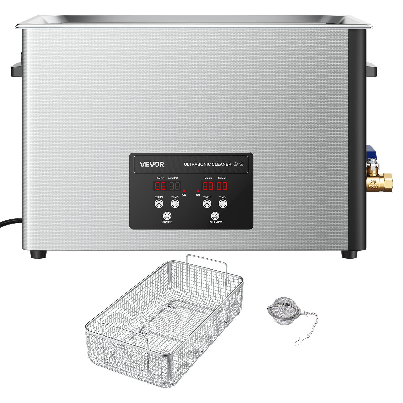 VEVOR 30L Ultrasonic Cleaner, Professional Ultrasonic Cleaner Machine with Cleaning Basket & Digital Display,480W Stainless Steel 40kHz Industrial Cleaning Machine for Parts,Carburetors,Instruments