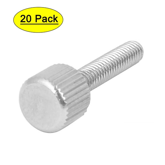 Computer PC Case Stainless Steel Flat Head Knurled Thumb Screw M4 x 20mm 20pcs