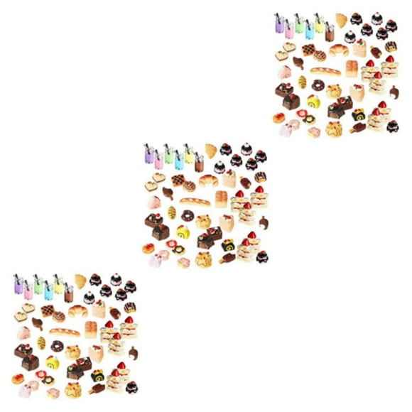 VONKY Realistic Miniature Food Collection Safe And Durable Kitchen Accessory For Food Enthusiasts Resin Food Drink SafeDurable 3Set