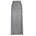 thumbnail image 4 of BLTIBY Women's Sequin Skirt Solid Color Midi High Waist Elegant Stretchy Sparkle Pencil Glitter Skirt Party Cocktail Fashion Dress Silver M, 4 of 6