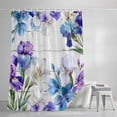 thumbnail image 4 of Spring Flowers Long Shower Curtain Set, Waterproof Shower Curtains for Bathroom, Watercolor Garden Florals Wooden Grain Washable Fabric Bath Curtain for Bathtub Decoration with Hooks 72x84 Inches, 4 of 9