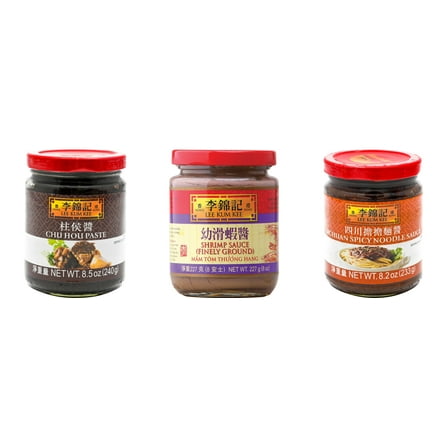 NineChef Brand Spoon Plus 3 Pack Lee Kum Kee Cooking Sauce, 3 Flavors(Chu Hou,Finely Shrimp,Sichuan Spicy Noodle Sauce)