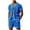 Blue, variant on GERsome Men's 2 Piece Outfits Mesh Short Sleeve Solid Color Button Down Shirts and Shorts Set with Pockets S-3XL