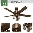 thumbnail image 3 of Hunter 52 inch Outdoor or Indoor Ceiling Fan with LED Lights - Ceiling Fan with Pull Chain, For Bedroom, Living Room, or Patio, Standard Mount, No Remote, 5 Blades - Lawndale 51690, Satin Bronze, 3 of 15