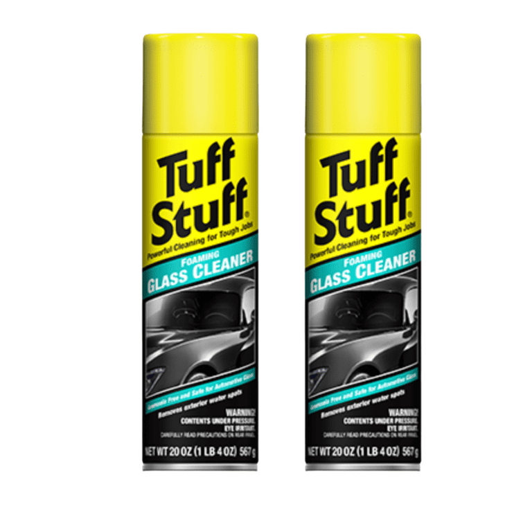 Tuff Stuff Foaming Glass Cleaner for Car Glass Window, Streak-Free Shine,  Deep Cleaning Foaming Action, Safe for Tinted and Non-Tinted Windows,  Ammonia Free Foam Glass Cleaner, 20 Oz. Spray 2 Packs 