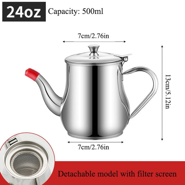 CaiYueKe Stainless Steel Oil Dispenser Bottle Kitchen Cooking Olive Vinegar Cruet with Filter Non Drip Leak Proof Home Chef Essential Condiment Container