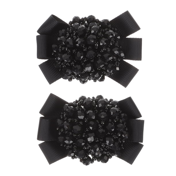 EeaseMX par de clips para zapatos con lazo de cinta y cuentas de cristal, adornos para zapatos