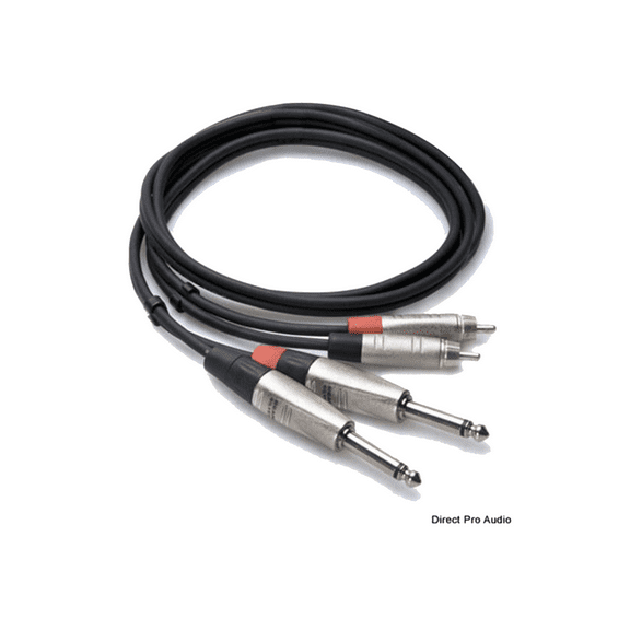 Hosa Pro HPR-001.5 Unbalanced Interconnect, REAN 1/4 in TS to RCA, 1.5 ft