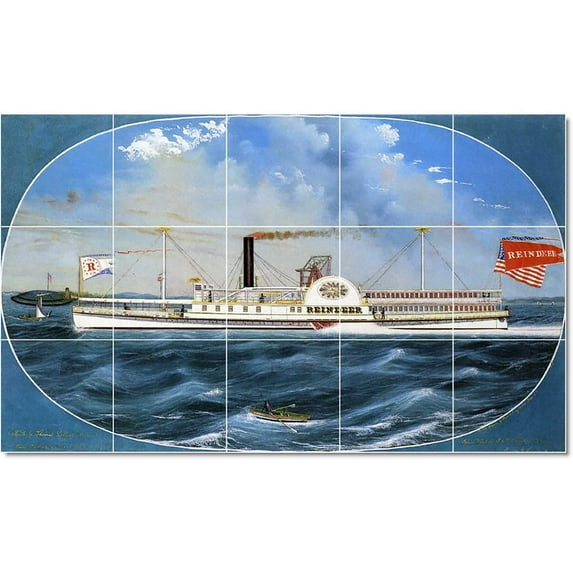 Ceramic Tile Mural-James Bard Ships Tile Mural Residential Renovate. 60" w x 36" h using (15) 12 x 12 ceramic tiles