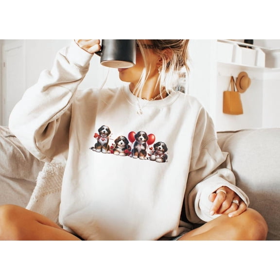 Valentine's Bernedoodle Sweatshirt, Dog Lover Sweater, Women's Valentine's Shirt, Bernedoodle Dog, Cute for Dog Mom, Dog Mom Shirt Tshirt All Size S-5XL