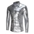 thumbnail image 1 of Men's Shiny Slim Fit Long Sleeve Nightclub Shirts, 1 of 3
