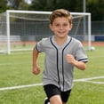 thumbnail image 3 of qolati Boys Girls Baseball T-Shirts Soft Summer Short Sleeve Button Down Shirts Loose Hip Hop Sport Shirt Tops for Kids Size 3-15 Years, 3 of 7