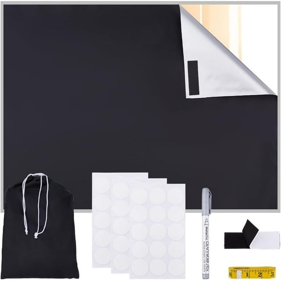 78"x 57" Blackout Window Cover 100% Portable Blackout Curtains No Drill Temporary Blackout Blinds Blackout Shades for Bedroom Including Bag Reinforced Sticker Round Tapes Ruler Pen