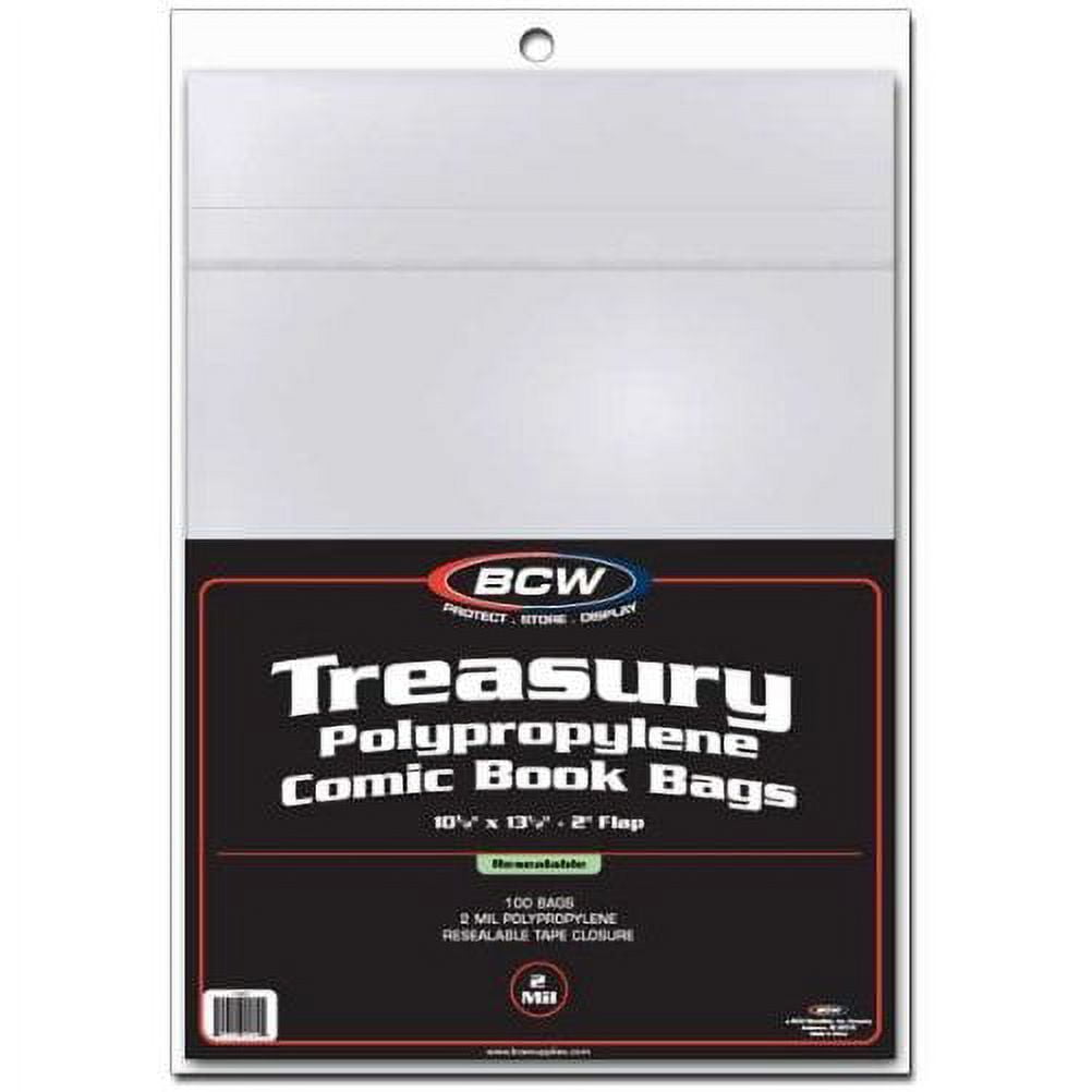 100 BCW RESEALABLE TREASURY BAGS - 10 1/2 x 13 1/2