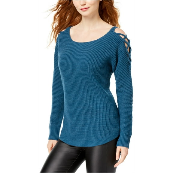 bar III Womens High-Low Knit Sweater, Blue, Small