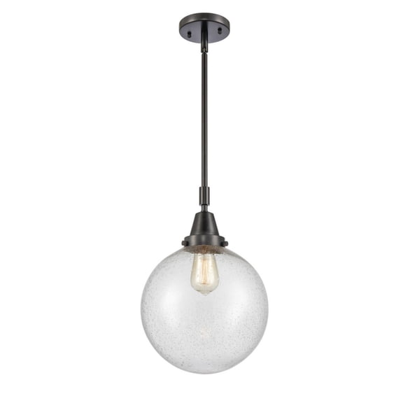 447-1S-BK-G204-10 Innovations Lighting Beacon - 1 Light Stem Hung Mini Pendant In Industrial Style-14.13 Inches Tall and 10 Inches Wide-Matte Black