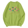 thumbnail image 4 of AWZXDE Women's Casual Lettered Print Pullover - Loose Fit Comfy Long Sleeve Sweatshirt for Relaxed Style Green,XXL, 4 of 5