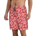 thumbnail image 2 of Kdxio Red Hibiscus Flower Pattern Mens Casual Shorts - Drawstring Summer Beach Sports Shorts for Men, 2 of 9
