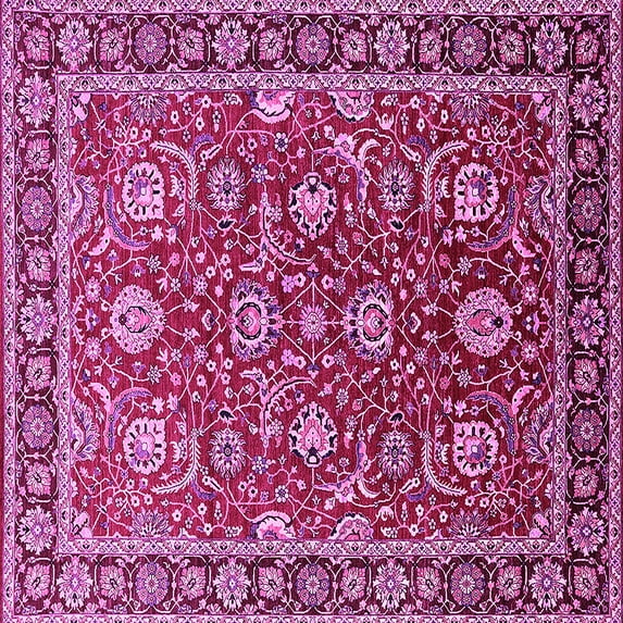 Ahgly Company Indoor Square Oriental Pink Traditional Area Rugs, 8' Square