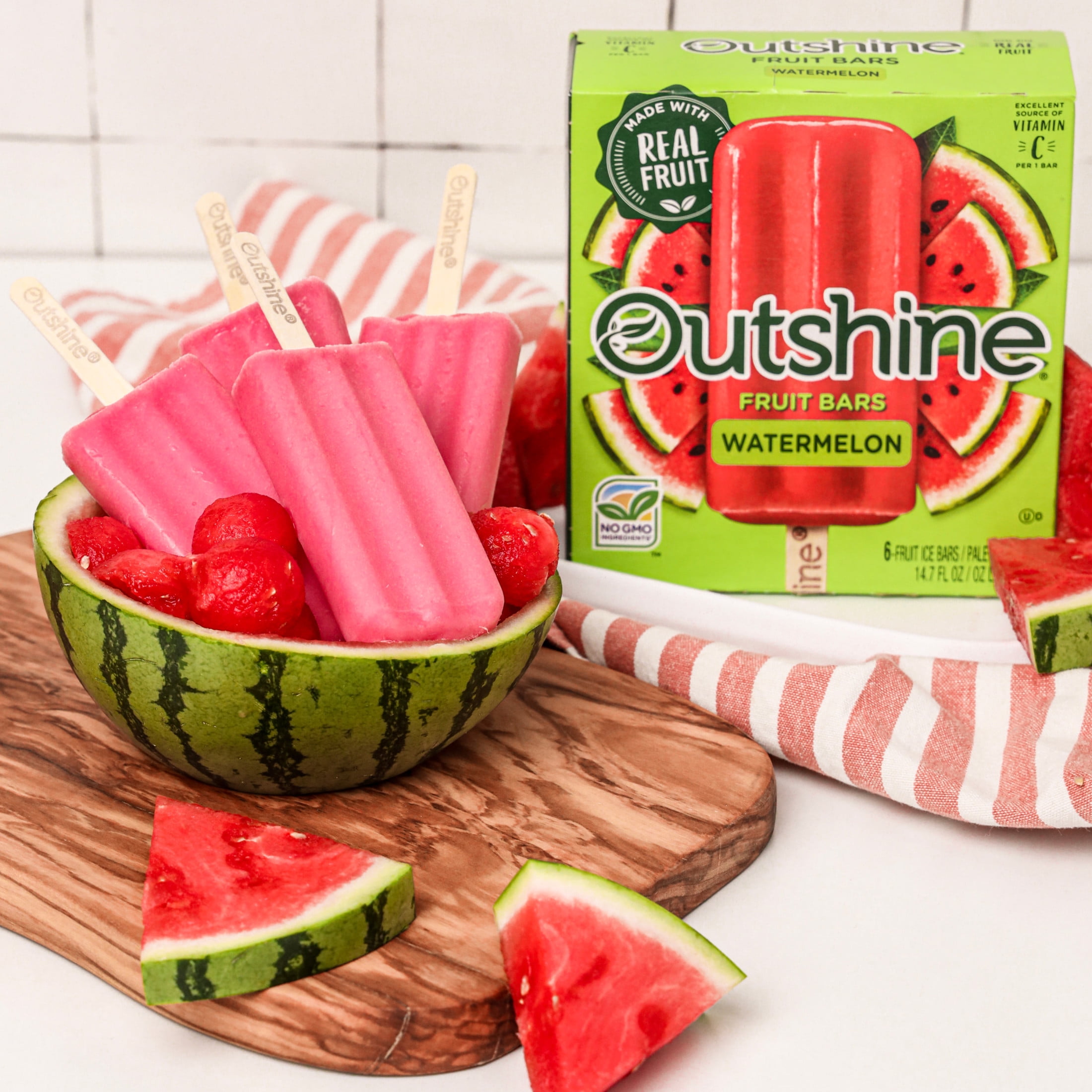 Outshine Watermelon Frozen Fruit Bars, Non-GMO, Gluten Free, 6 Count