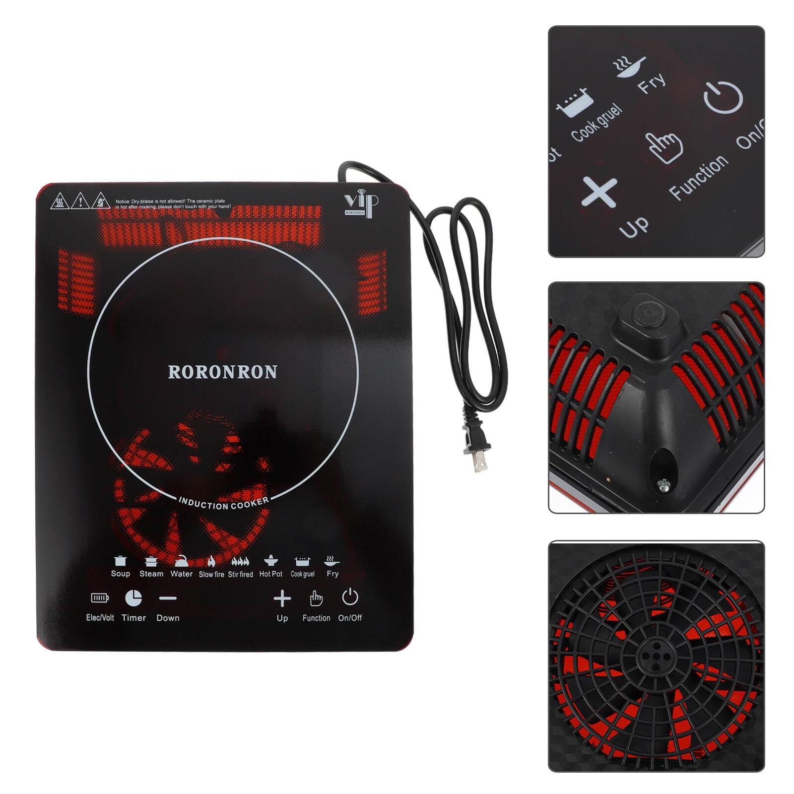 2200W Portable Induction Countertop Burner, 8 Temp Levels, Timer, Auto Pot Detection, Child Safety Lock