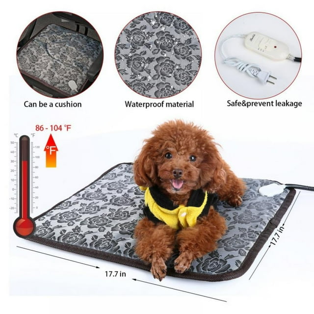 MesaSe Pet Bed Heating Pad Temperature Control Soft Dog Cat Bunny Kitty Heater Mat Warm Mate Blanket (US Plug)