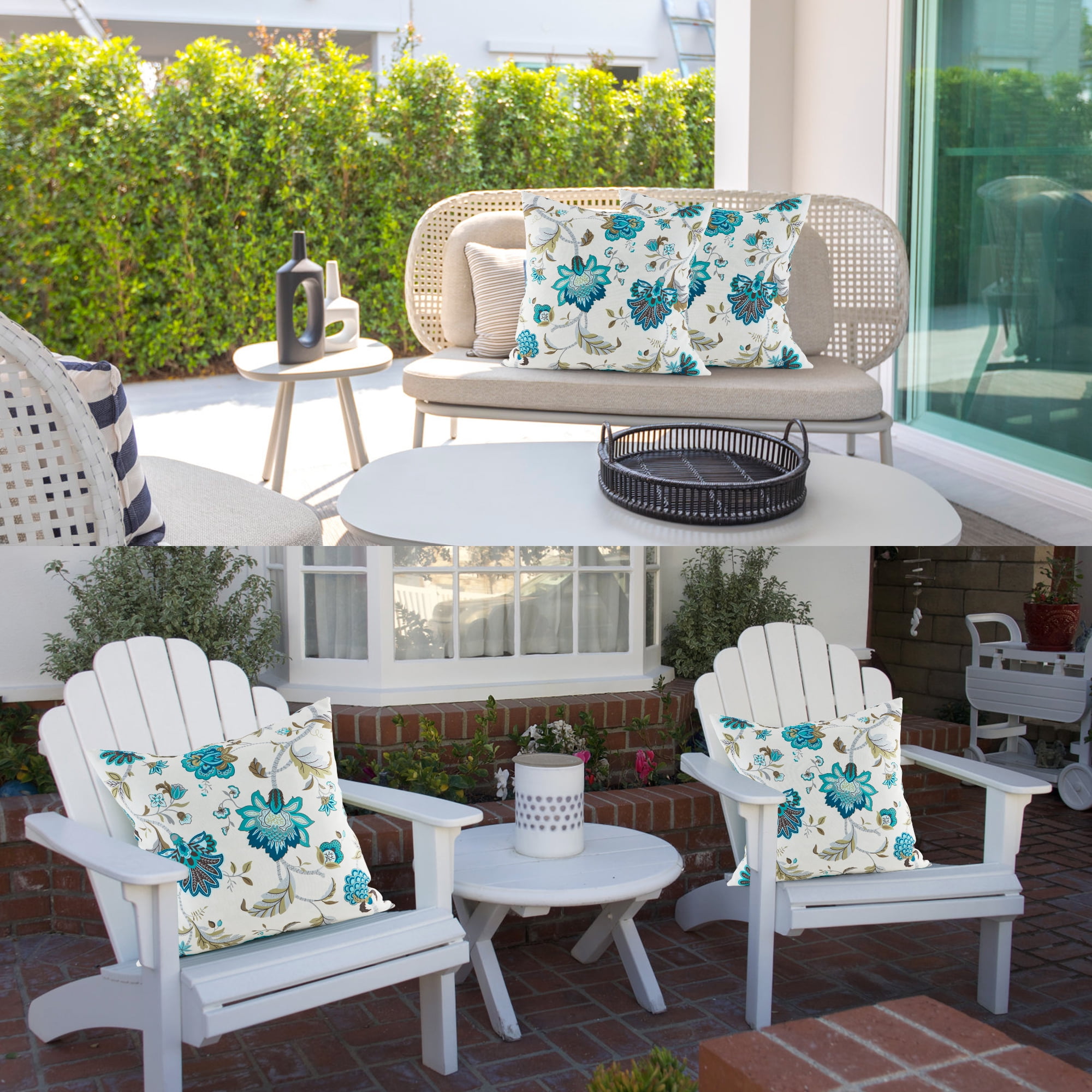 UNIKOME Outdoor 18” x 18” Waterproof Pillows Floral Polyester, Feathers & Down Filling (2 Count)