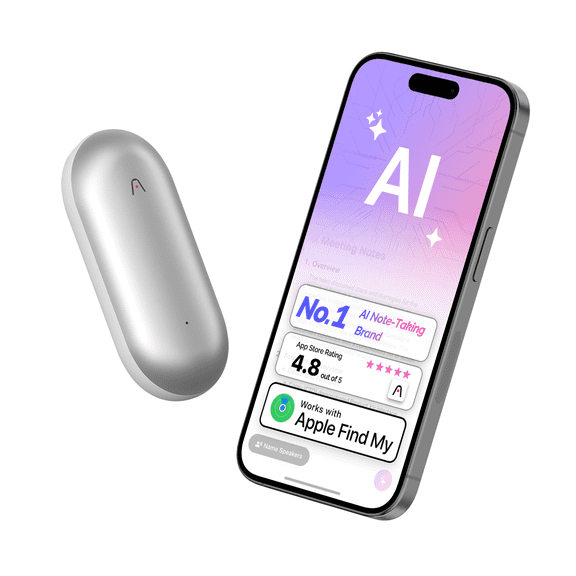 PLAUD NotePin AI Voice Recorder, App Control, Transcribe & Summarize, 112 Languages, 64GB Memory, Audio Recorder for Lectures/Meetings, 20H Record, 23g