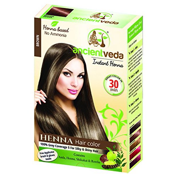 Ancient Veda Instant Henna Permanent Brown Hair Color 60 Grams Powder ...