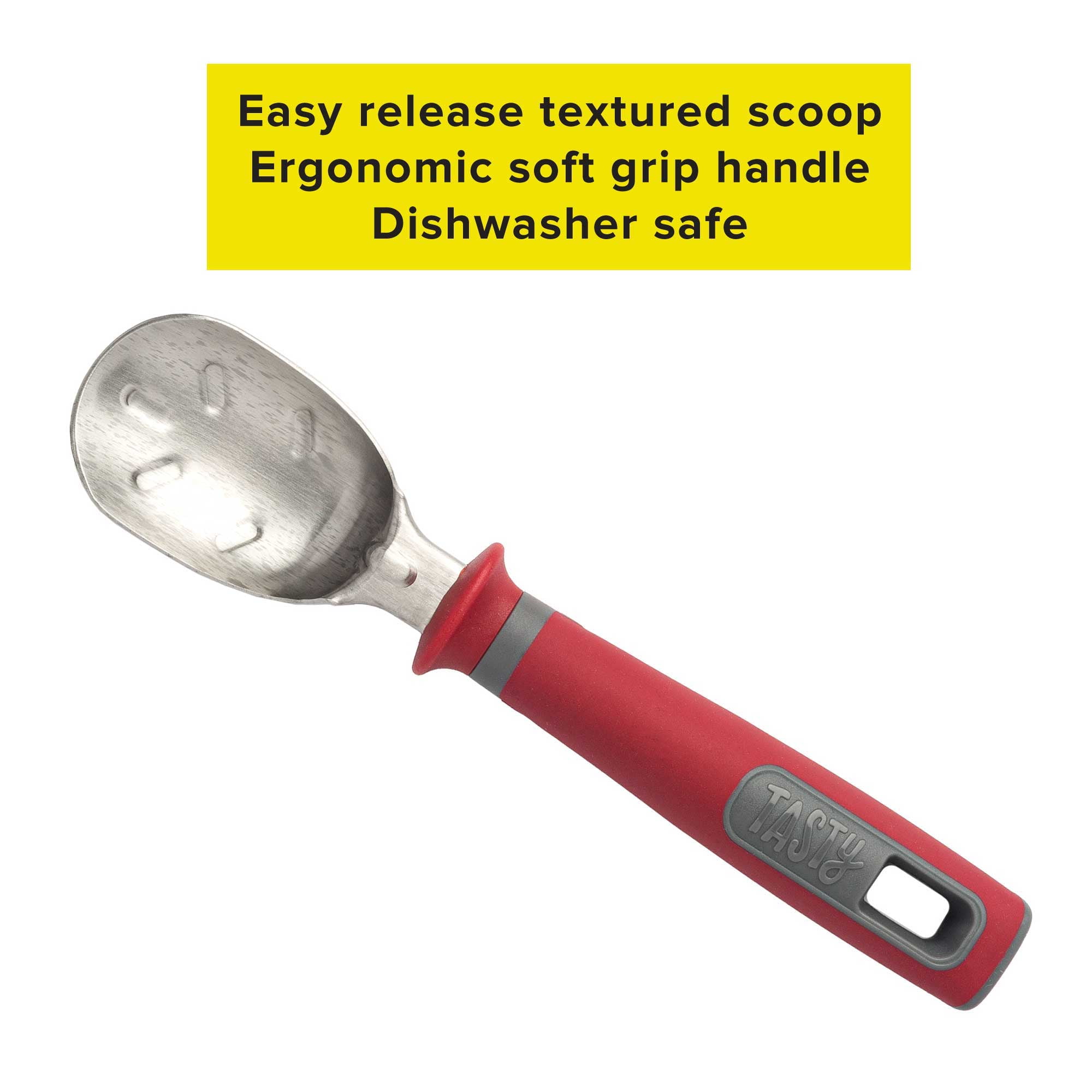 Solid Stainless Steel Ice Cream Scoop with Non Slip Rubber Comfort Grip Handle: Perfect for Ice Cream Shops, Restaurants, and Food Trucks - Dishwasher