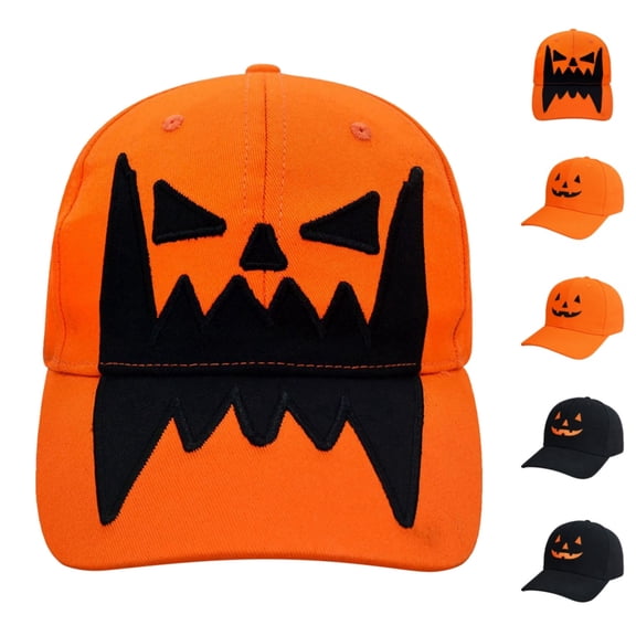 Jack O Lantern Halloween Pumpkin Hat, Unisex Adjustable Embroidered Baseball Cap for Halloween Party