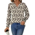 thumbnail image 4 of UVN Womens Fall Blouses Long Sleeve V neck Shirts Dressy Casual Smocked Cuffs Tunic Tops, 4 of 8