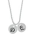 thumbnail image 1 of Delight Jewelry Silvertone Large Script Letter - D - 3/4'' Disc - Silvertone Script Initial Disc - Q - Charm Necklace, 20"+3", 1 of 4