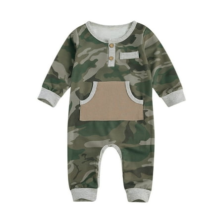 

Children´s Jumpsuit Toddler´s One Piece Garment Camouflage Pattern Chest Button Pocket Romper for Baby