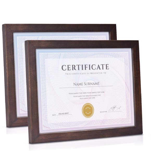 Emfogo Cadres Photo 8,5x11 Cadres pour Certificats Cadre pour Diplôme avec Support Cadres en Bois Rustique pour Documents avec Verre Haute Définition pour Présentation Murale Ou sur Table Ensemble de 2 Noyer Vintage
