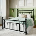 thumbnail image 3 of Sifurni Queen Size Metal Platform Bed Frame with Victorian Vintage Headboard, Black, 3 of 10