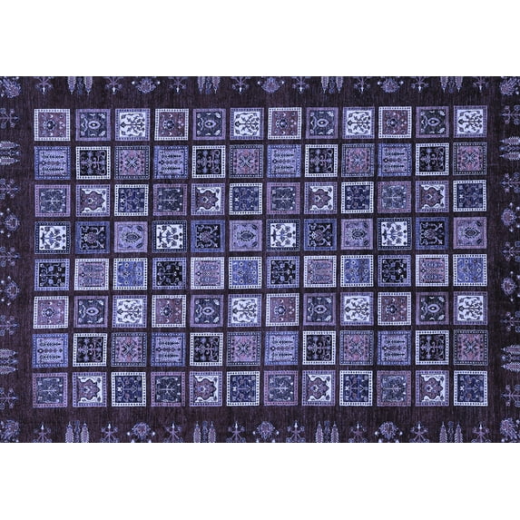 Ahgly Company Machine Washable Indoor Rectangle Abstract Blue Modern Area Rugs, 8' x 10'