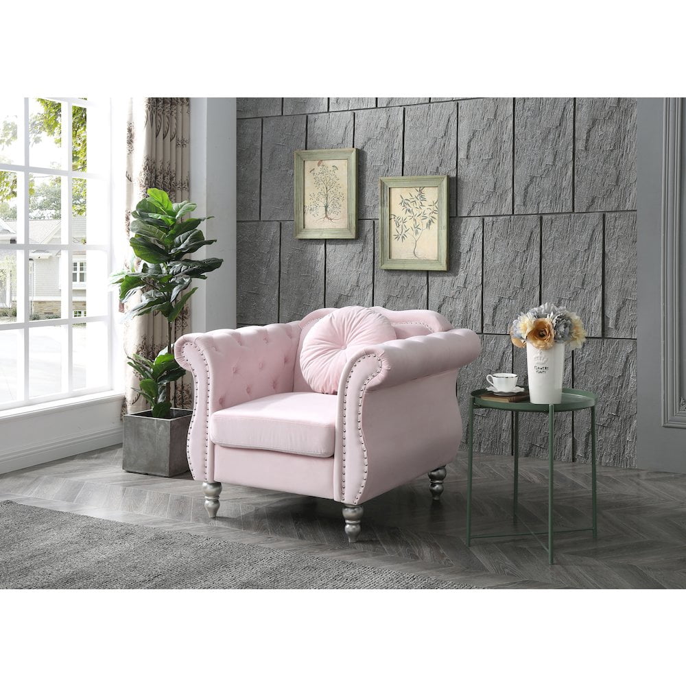 Glory Furniture Hollywood Accent Chair in Pink Color