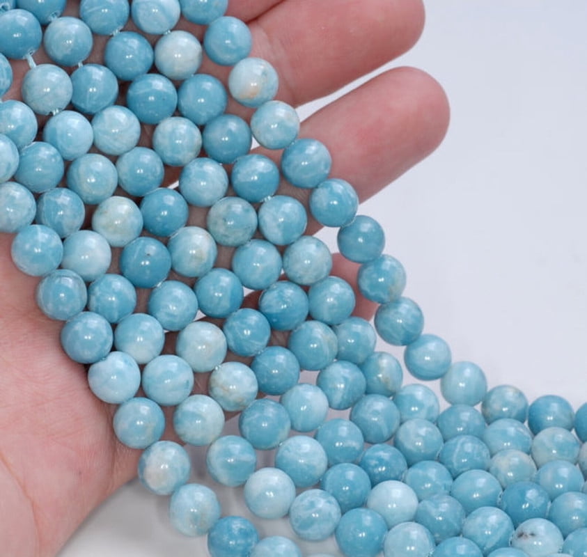 Larimar Quartz Gemstone Grade AAA Sky Blue Round Loose Beads 4mm 5mm 6mm 8mm 15.5 inch Full Strand