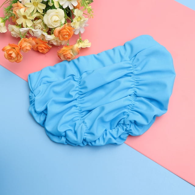 unbranded 1Ud Gorro De Natación Plisado Azul Para Mujer Material Premium Y Fácil De Usar