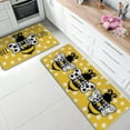 thumbnail image 2 of Bee Kind Spring Summer Yellow Kitchen Rugs Set of 2, Polka Dot Buffalo Plaid Check Bow Kitchen Mats Decor, Bumble Bee Seasonal Floor Door Mat Home Decorations -17x29 and 17x47 Inch, 2 of 6