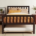 thumbnail image 2 of GZXS Twin Size Platform Bed with Pull-Out Trundle, Wooden Bed Frame with Headboard & Footboard, Easy Assembly, Espresso, 2 of 6
