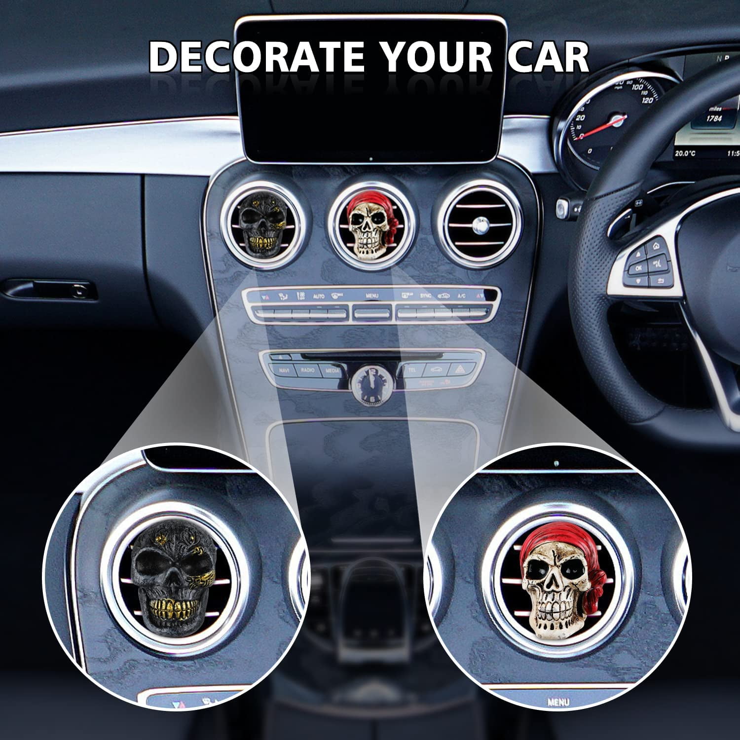 skull car air freshener, car interior accessories car exhaust port