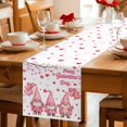 thumbnail image 5 of Galentine's Day Table Runner 108 Inches, Pink Gnomes Love Heart Balloon Tree Branch Bed Runner Dresser Scarves Tabletop for Indoor Outdoor Parties/Ceremony/Banquet, 13"x 108", 5 of 9